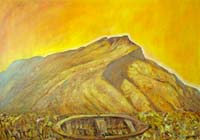 The artist says, Despite all changes of circumstance and time, The Rock hill appears to remain a constant, a vision of stability in the landscape".